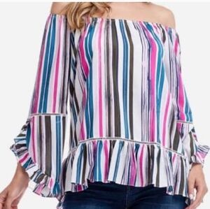 Striped Multicolor Women's Top To Add A Pop Of Color To Any Wardrobe Size Medium